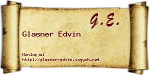 Glasner Edvin névjegykártya